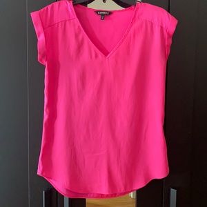 Hot Pink Express Satin V Neck